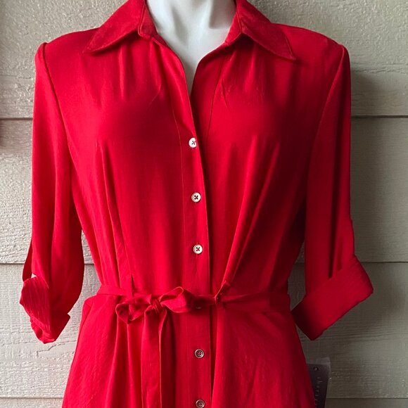 Sharagano Pure Red Button-Front Dress - Picture 1 of 4